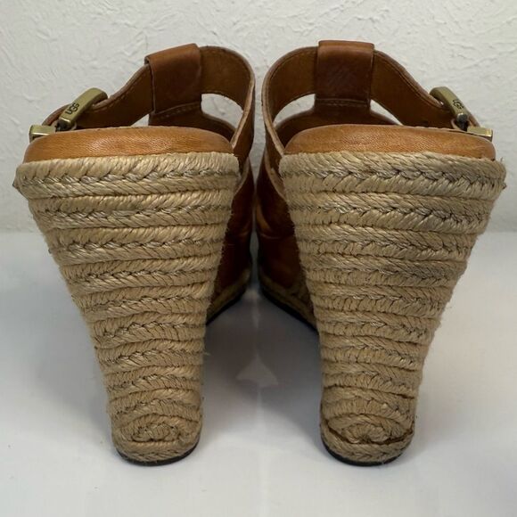 UGG Hedy Embossed Leather Espadrille Wedge Sandals 7.5 VGUC - Picture 7 of 8